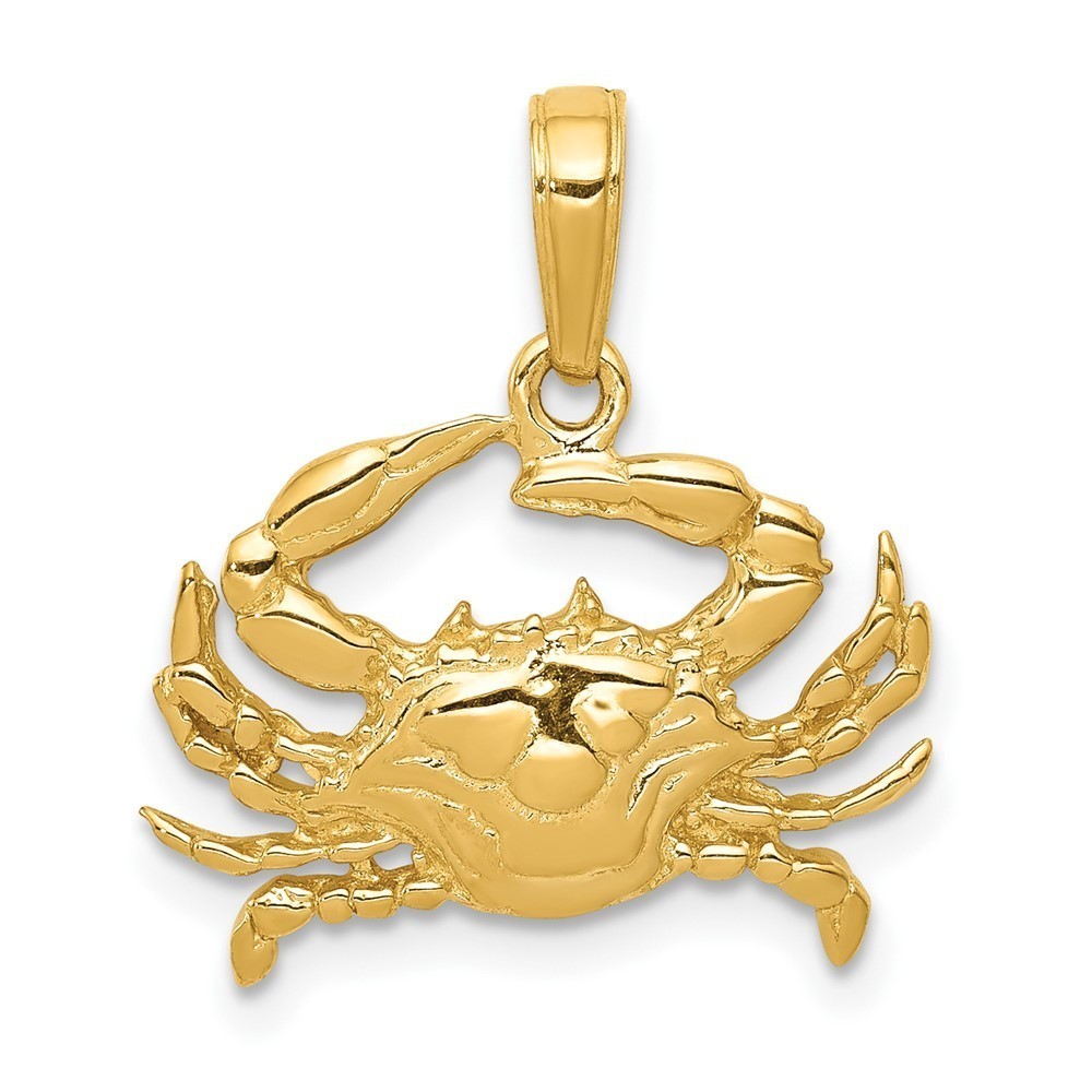 Million Charms 10k Yellow Gold Blue Crab Necklace Charm Pendant